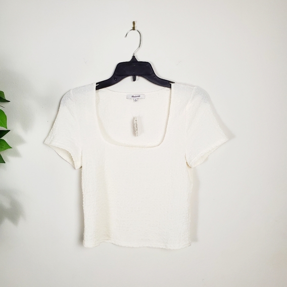 Madewell Tops - Madewell Popcorn Top Short Sleeve Square Neck Blouse Medium